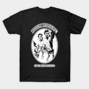 retro buck rogers 40 ago fight outside grayscale T-Shirt